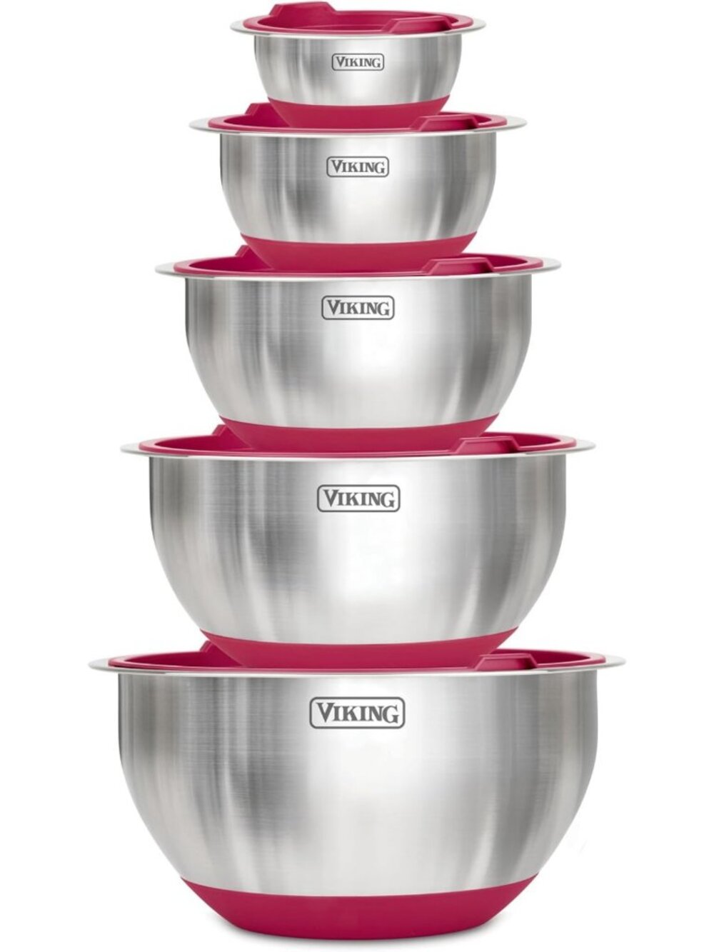10-Piece Stainless Steel Mixing Bowls Set with Non-Slip Base & Lids - Dishwasher